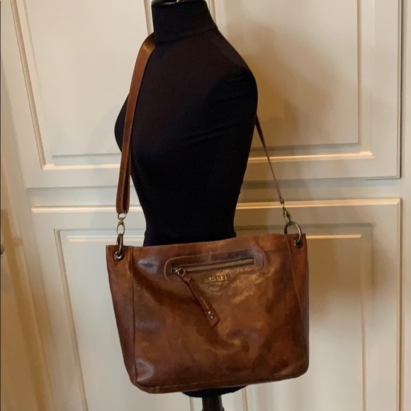 Bed Stu Handbags - BED STU Distressed Brown Leather Shoulder Bag